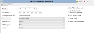 H.323 Extension Form